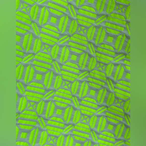 J Crew Chartreuse Neon Yellow Geometric Preppy A-Line Mini Skirt Size 12 - Picture 2 of 4